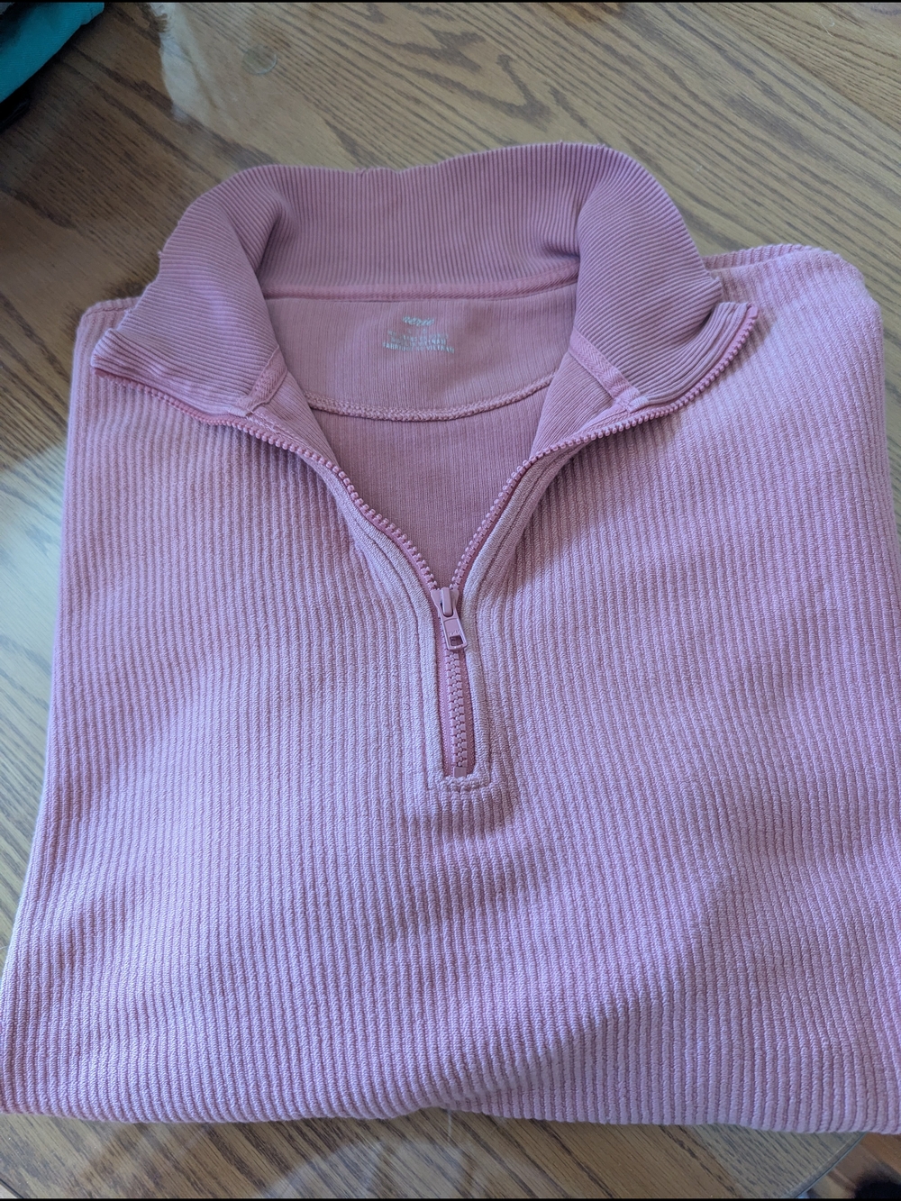 aerie Ribbed Half-Zip Pullover in Dusty Pink